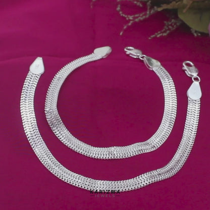 Exclusive 925 Sterling Silver Wheat chain Anklet Pair 10.2"