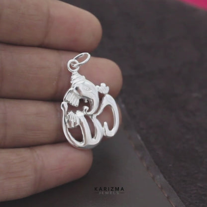 Elegant Gajamukha Ganesha 925 Sterling Silver Pendant