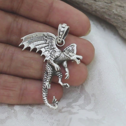 Real Silver Oxidized amazing Dragon Fly Unisex Pendant