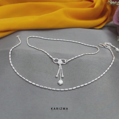 Girlish 925 Sterling Silver capsule design Chain Anklet Pair 10"