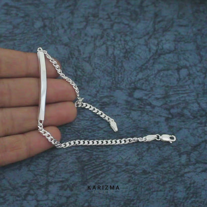 Luxury Men's 925 Sterling Silver Cuban Link ID Chain Bracelet