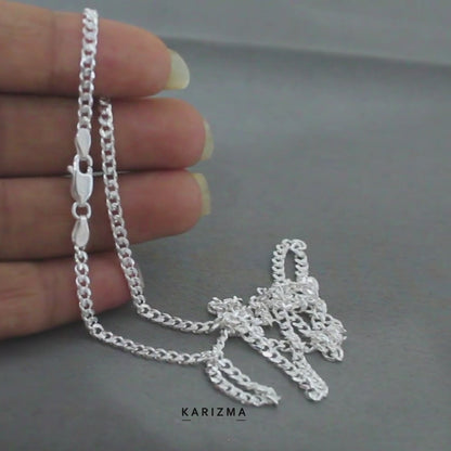 2.8MM Real 925 Sterling Silver Unisex daily wear Cuban Neck Chain 20"