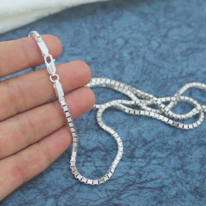 925 Sterling Silver Oxidized Blackened Box Chain 24"