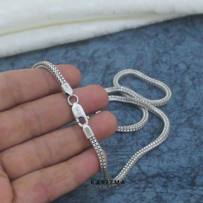 Real 925 Sterling Silver Dark Finish Standard Box Chain 20"