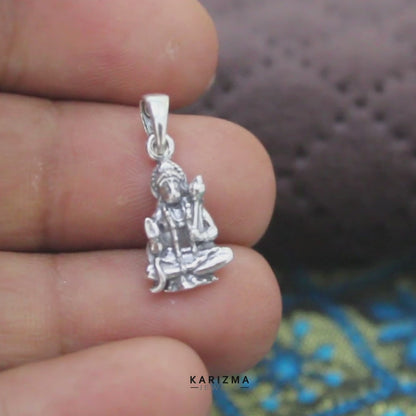 Sacred Hanuman Yogasana 925 Sterling Silver Oxidized Pendant