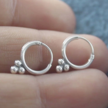 925 Real Sterling Silver Oxidized small bali hoop earrings for Girls - Pair