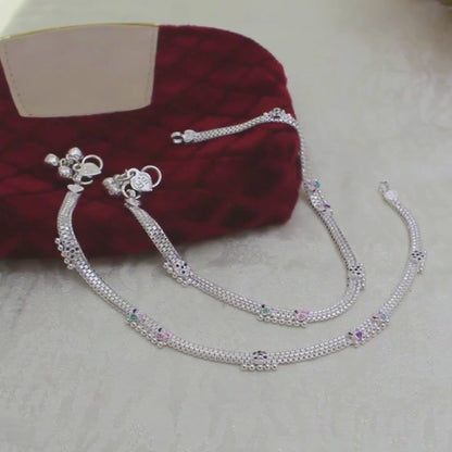Real Silver Floral Work women Anklet - Chandi ki Payal