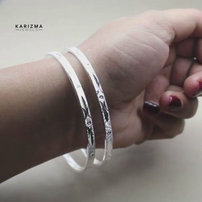 Beautiful Women 990 Real Solid Silver Bangles Bracelet (Kangan)-Pair