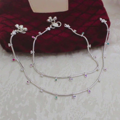 Elegant Real Silver Charm Payal Anklet for Women – 11 inch