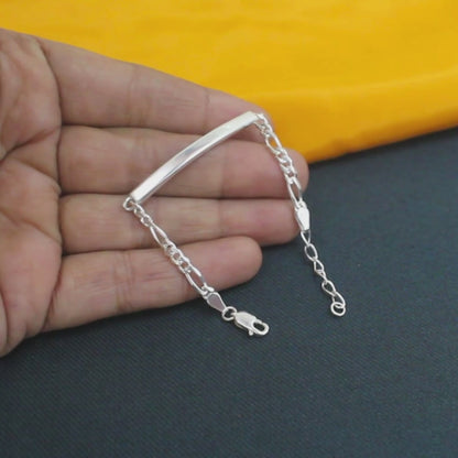 925 Sterling Silver Classic Figaro Chain Elegant handmade kids Bracelet