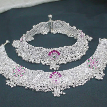 Heavy Broad Rajwadi Payal - Real Silver Wedding Festive Jewelry Gift