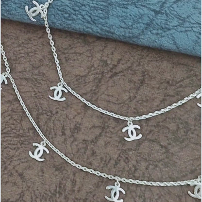 Boho style Exclusive charm 925 Sterling Silver girlish Chain Anklet Pair 10.4"