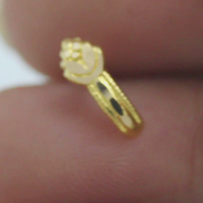 18K Gold Vertical Luxury Push Pin Nose Stud