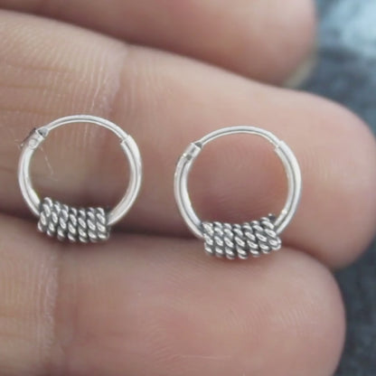 Trible 925 Real Sterling Silver Oxidized hoop earrings for Girls  - Pair