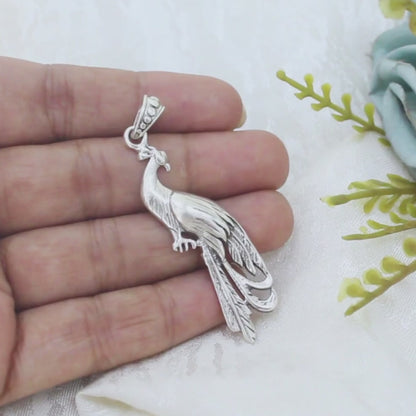925 Real Silver Beautiful Peacock Elegance handmade Unisex Pendant