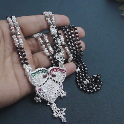 Real Sterling Silver Indian wedding Black Beads Mangalsutra women chain for wife