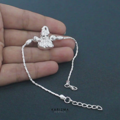 925 Real Silver Bracelet Lord Shiv Rakhi 7.5"