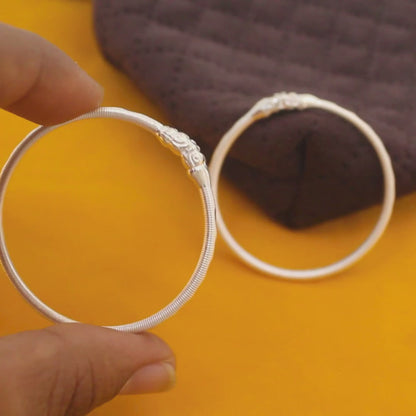 Durable Real Silver Bangles Bracelet for Kids Pair