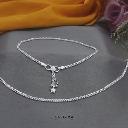 925 Sterling Silver Indian women daily wear Excellent gifting Anklets Pair 10"