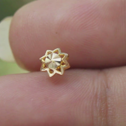 18K Real Gold women star Nose pin nose ring Push Pin