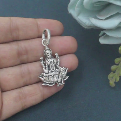 925 Real Sterling Silver Goddess Lakshmi Pendant