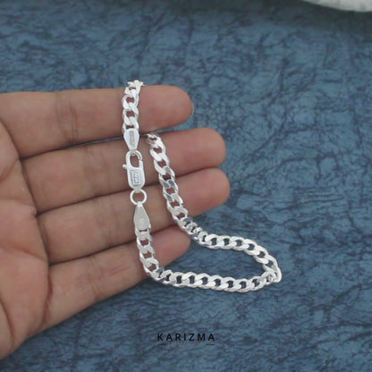 Solid Genuine 925 Sterling Silver Men's Bracelet