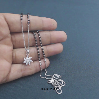 925 Real Sterling Silver Black Beads Lovely Mangalsutra Pendant women chain for wife