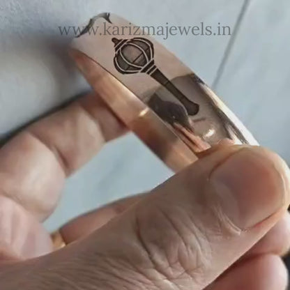 Jai Shri Ram Copper Kada Hanuman Face & Gada Permanent Deep Engraved Bangle