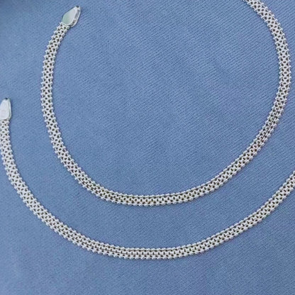 925 Sterling Silver women Excellent Anklets Pair 10.3"