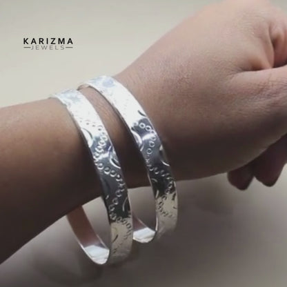 Cute Real Silver Bangles Bracelet (Kangan) Pair