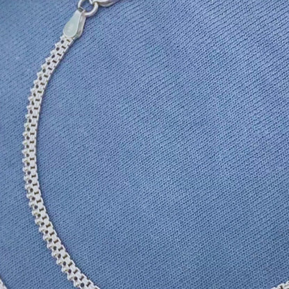 925 Sterling Silver women Box Ball Chain Anklet Pair 10.3"