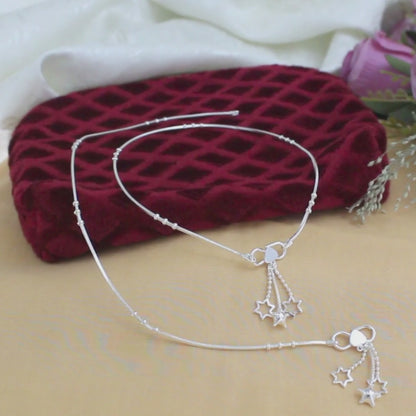 925 Sterling Silver ball beaded Chain Anklet Pair 10.3"