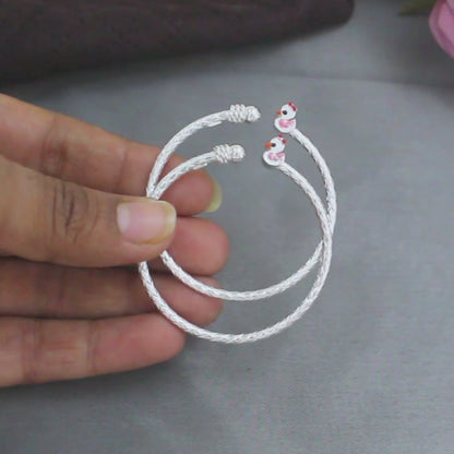 Real 925 Silver Excellent gifting duck design kids Bangles Bracelet - Pair