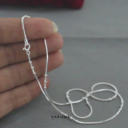 925 Sterling Silver elegant square Cut Neck chain 18"