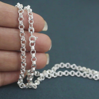 925 Real Sterling Silver Unisex Rolo Neck Chain 20"