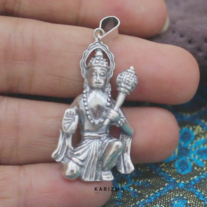 Lord Hanuman Devotion 925 Sterling Silver Pendant