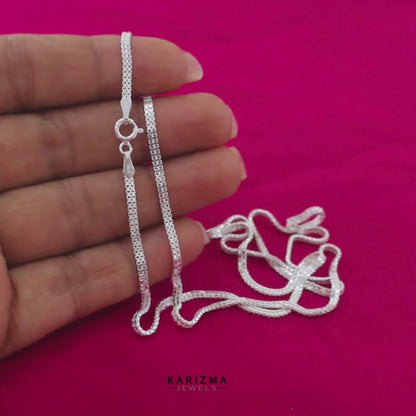 Daily wear Real 925 Sterling Silver box design Neck Chain 24"