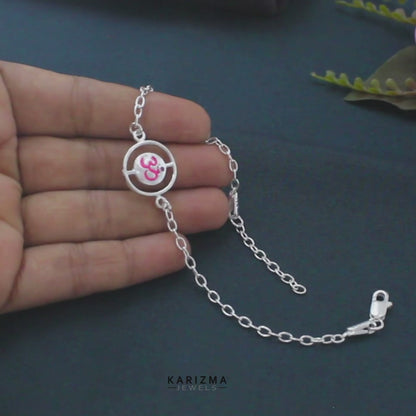 Real Silver Bracelet handmade Om Rakhi 8"