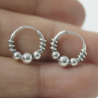 925 Real Sterling Silver Oxidized stylish bali hoop earrings for women - Pair