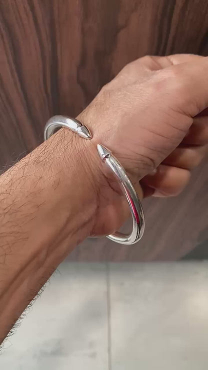 Pure silver solid open Bangle bracelet kada