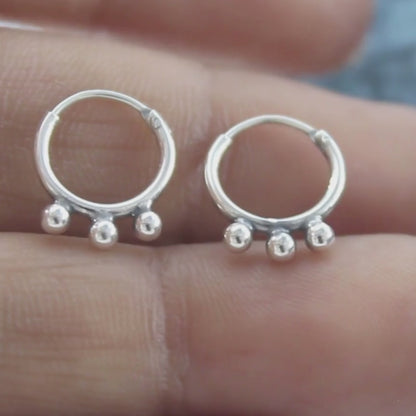 925 Real Sterling Silver Oxidized small bali hoop earrings for Girls - Pair
