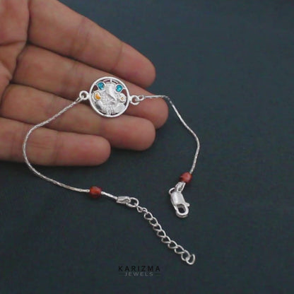 Real Silver Bracelet gifting Ganesha Rakhi 8"