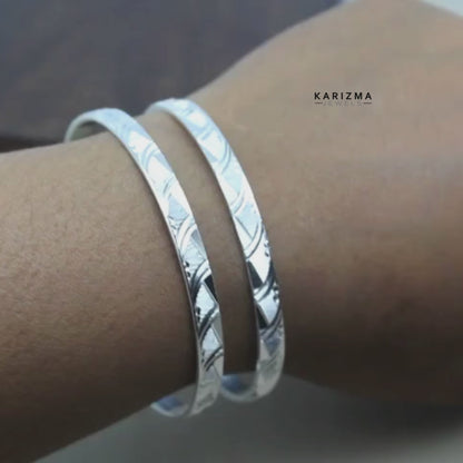 Cute Real Silver Bangles Bracelet (Kangan) Pair