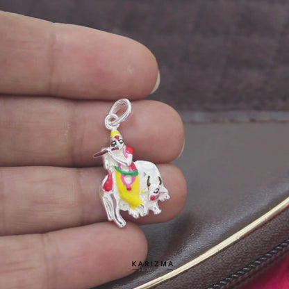 Lord Krishna 925 Sterling Silver Enamel Spiritual Pendant