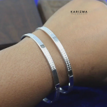 Real 990 Silver Women Bangles Bracelet (Kangan)-Pair