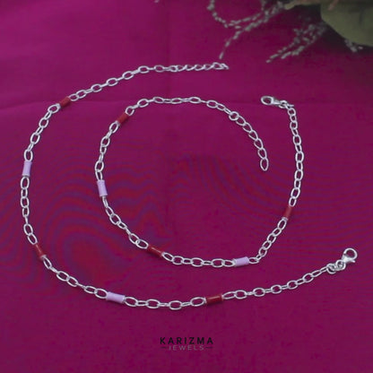 Beach Wear 925 Sterling Silver Chain women Payal Anklet Pair 10.5"