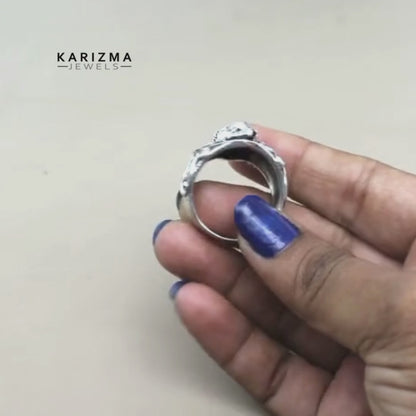 Big Lord Ganesha Oxidized Silver Unisex Ring