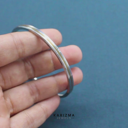 Golden Line Stainless Steel Unisex kada bangle Sikh Kada