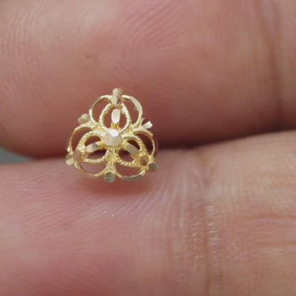 Ethnic style 18K Real Gold Nose pin nose ring Push Pin