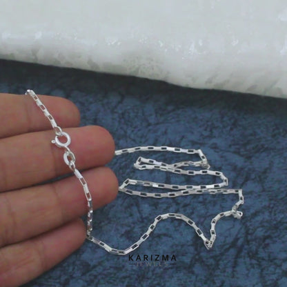 925 Sterling Silver Minimal Long Box Link Chain 18"